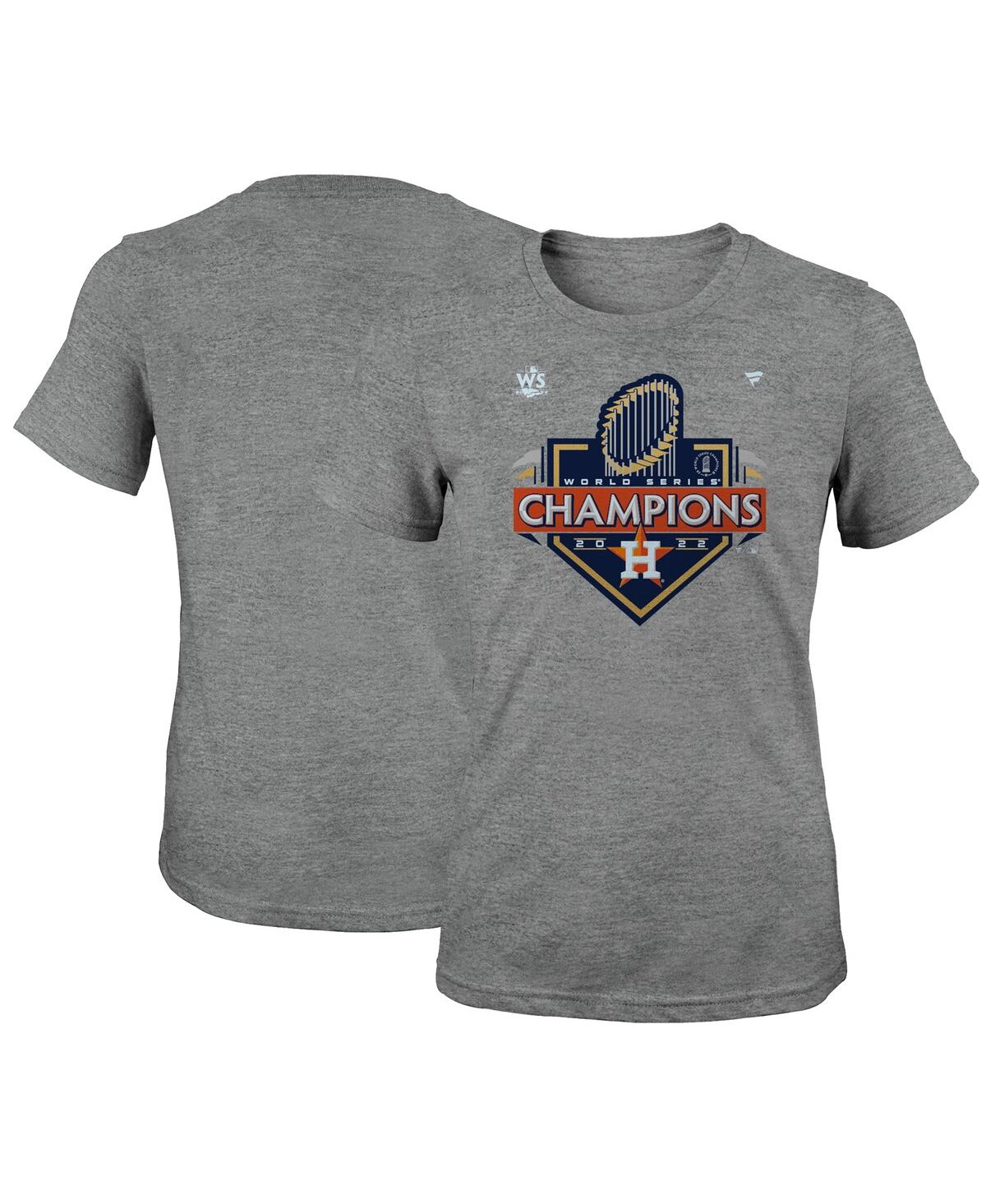 Fanatics Girls Youth  Branded Heather Charcoal Houston Astros 2022 World Series Champions Locker Room In Heather Charcoal