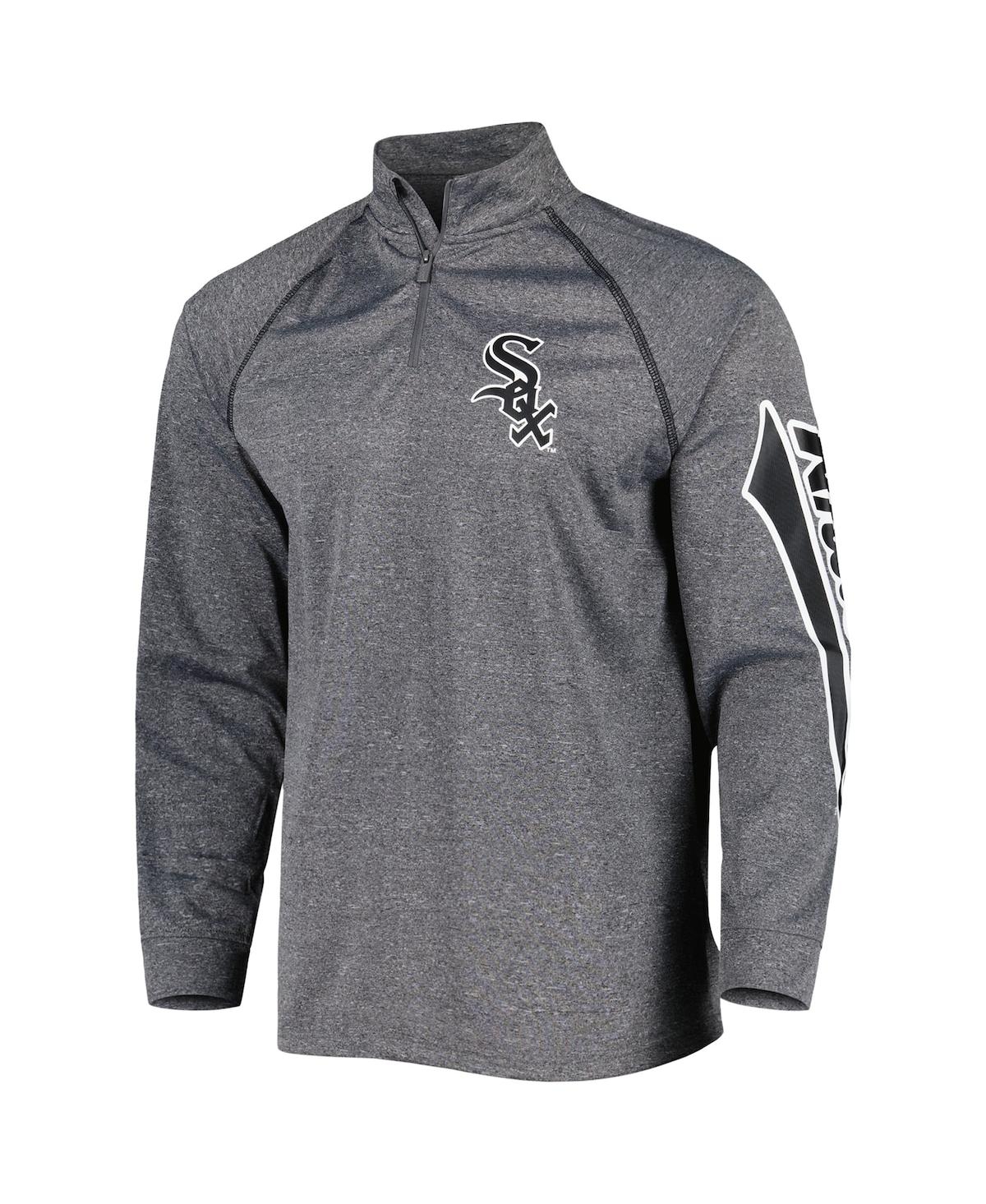 Shop Stitches Men's  Heather Gray Chicago White Sox Wordmark Raglan Quarter-zip Top