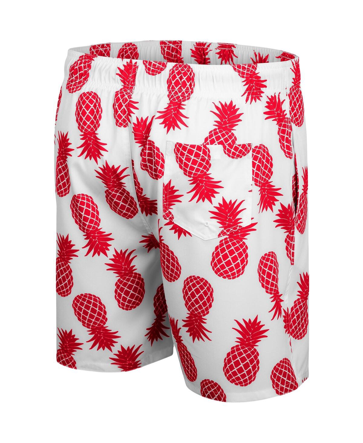 Colosseum Men's  White, Scarlet Nebraska Huskers Pineapple Swim Shorts In White,scarlet