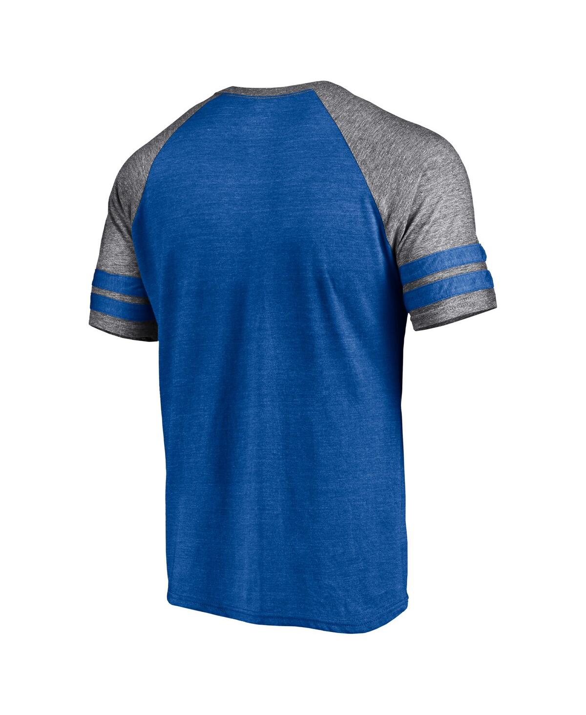 Fanatics Branded Heather Royal New York Mets Utility Two-stripe Raglan Tri-blend T-shirt In Heather Royal