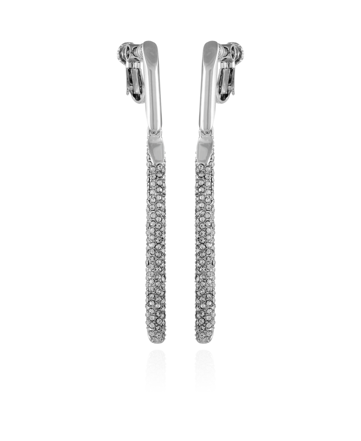 Vince Camuto Silver-tone Glass Stone Linear Drop Clip-on Earrings