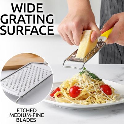 Cheese Grater Stainless Steel - Durable Rust-Proof Metal Lemon Zester Grater with Handle