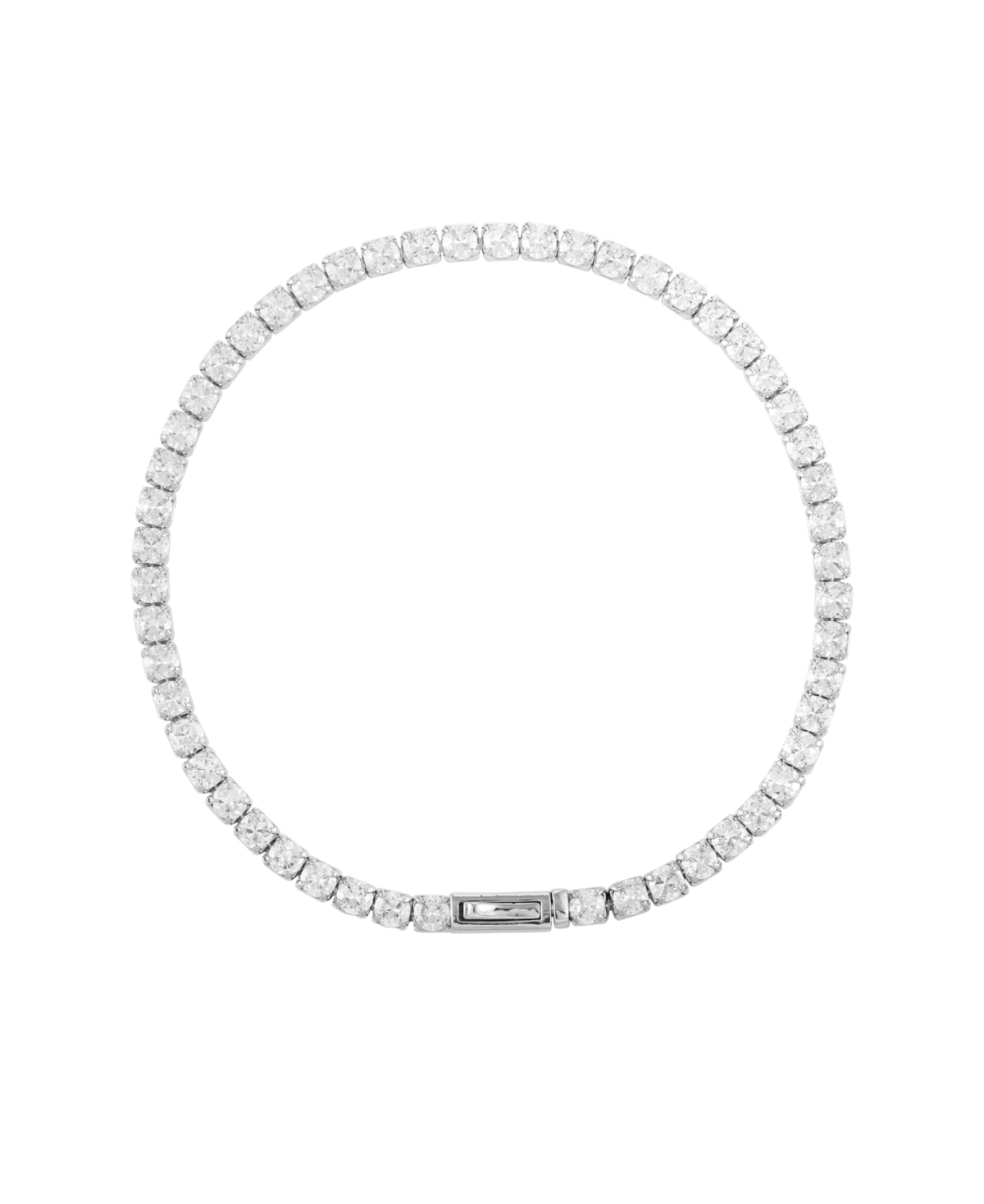 Silver-Tone Cubic Zirconia Tennis Bracelet - Silver