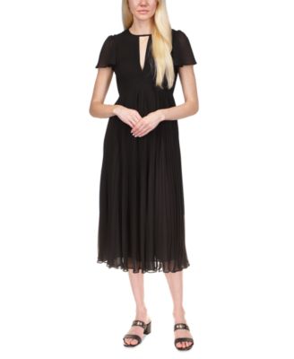 Michael Kors - Women's Short Sleeve Pleated Midi Dress