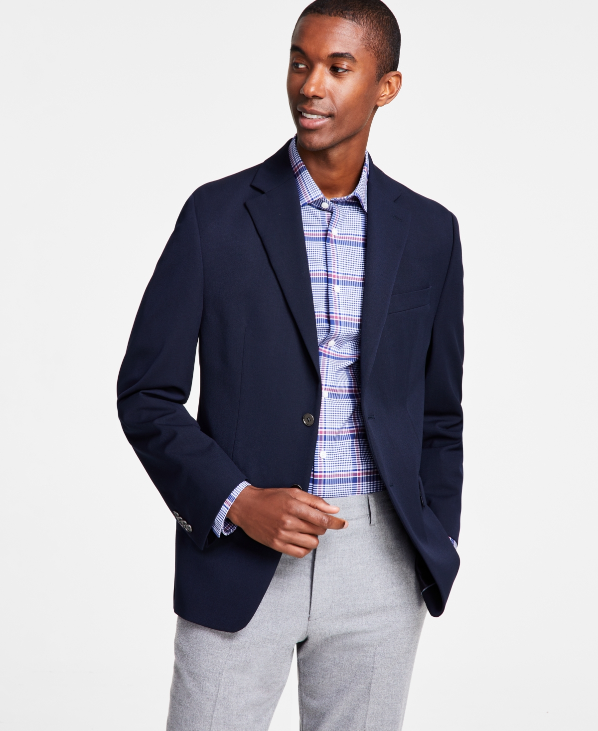 Men's Classic-Fit Stretch Solid Blazers - Navy