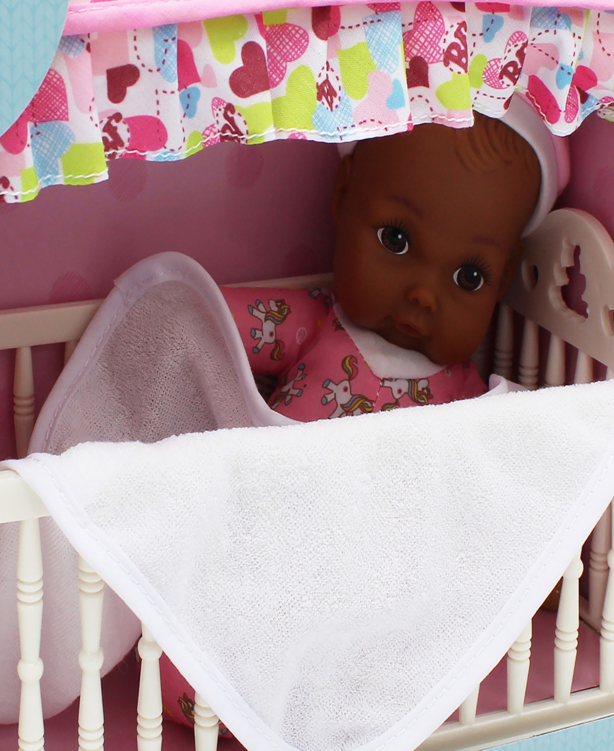 Shop Baby's First By Nemcor Goldberger Doll Canopy Crib With 9" Doll African-american In Multi