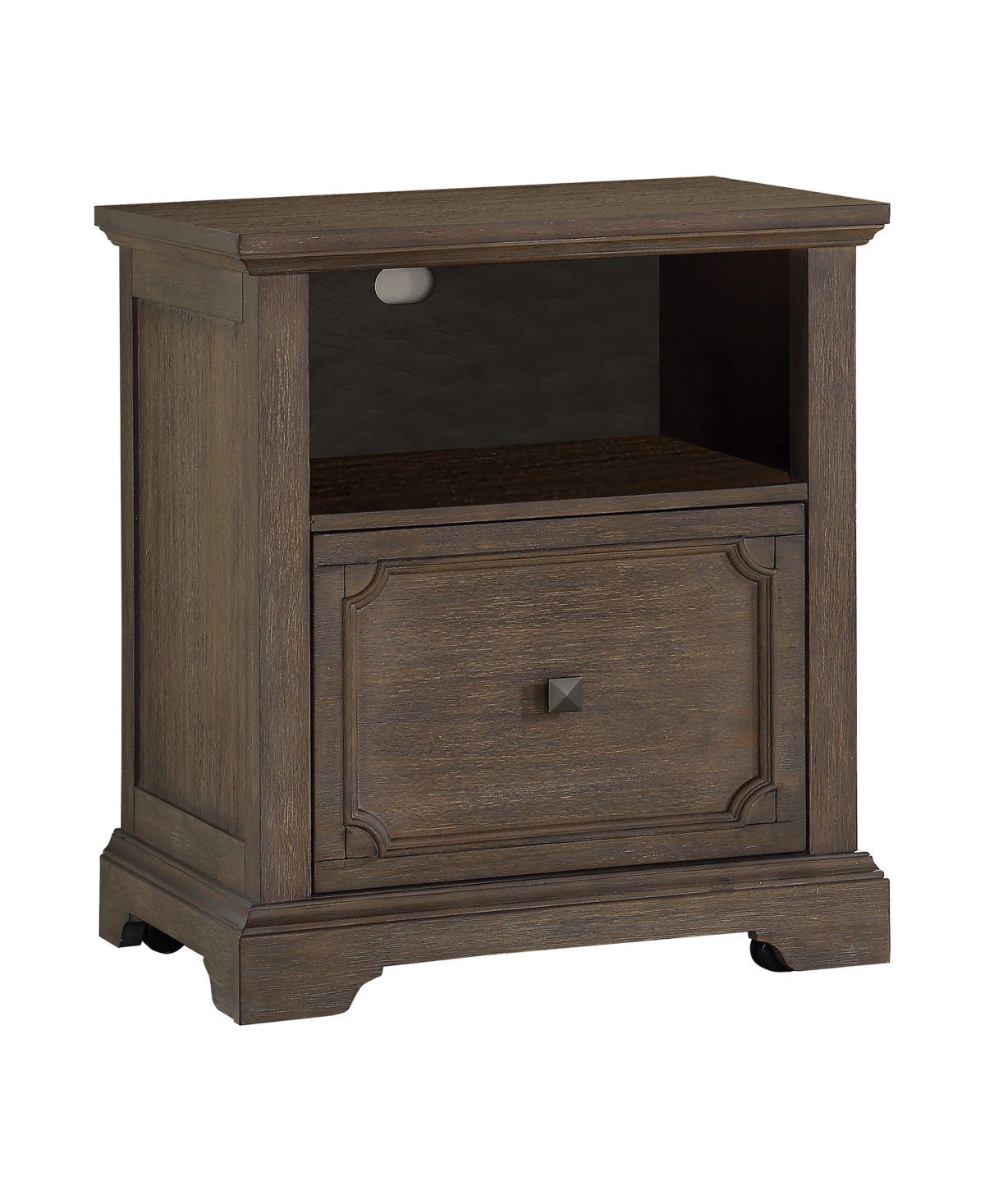 Furniture Huron Lateral File Cabinet With Casters In Distressed Dark Oak