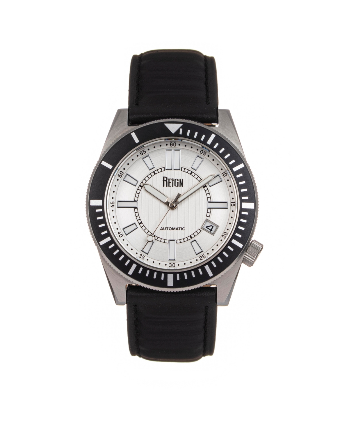 Men Francis Leather Watch - Black/Silver, 42mm - Black/silver