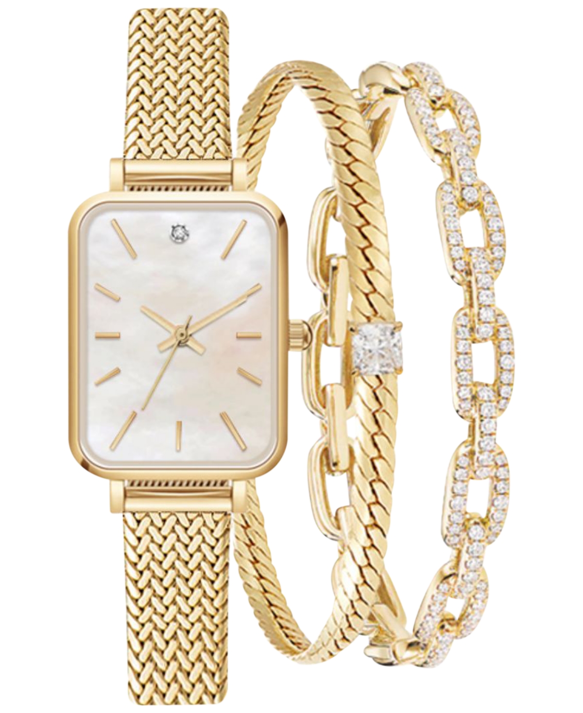 Jessica Carlyle Women's Gold-tone Mesh Bracelet Watch 23mm Gift Set