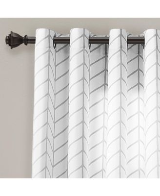 Lush Decor Calia Chevron Geo Light Filtering Window Curtain Panels Pair 52"W x 84"L Black - Chevron Curtains For Bedroom - Living Room Curtains