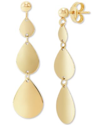 Italian Gold - Graduated Teardrop Drop Earrings in 10k Gold