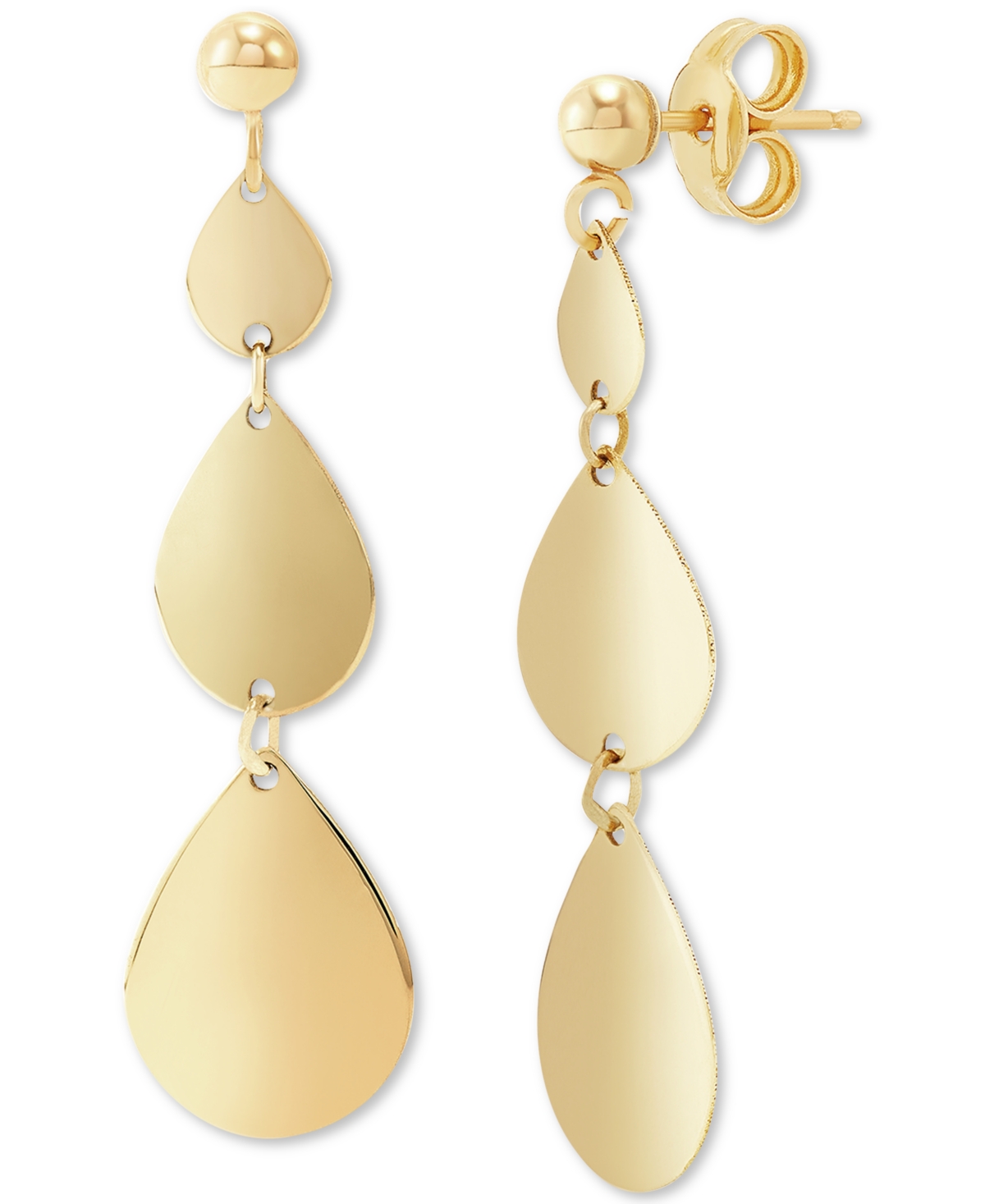 Graduated Teardrop Drop Earrings in 10k Gold - Gold