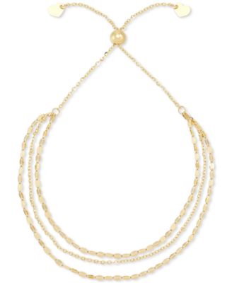 Triple Layer Bolo Bracelet in 10k Gold