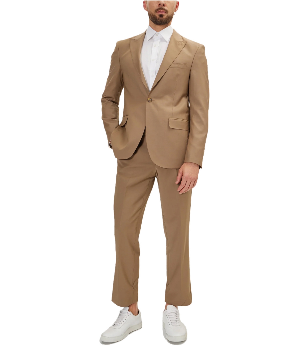 Ron Tomson Men's Modern Single Breasted, 2-piece Suit Set In Khaki