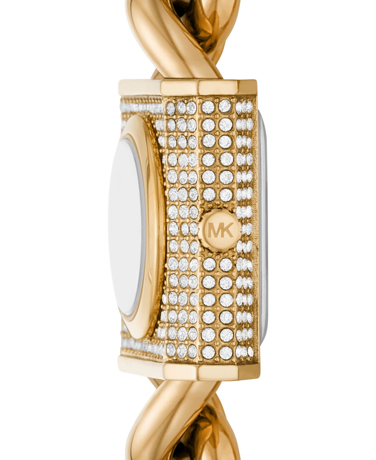 Shop Michael Kors Women's Mk Chain Lock Quartz Three-hand Gold-tone Stainless Steel Watch 25mm