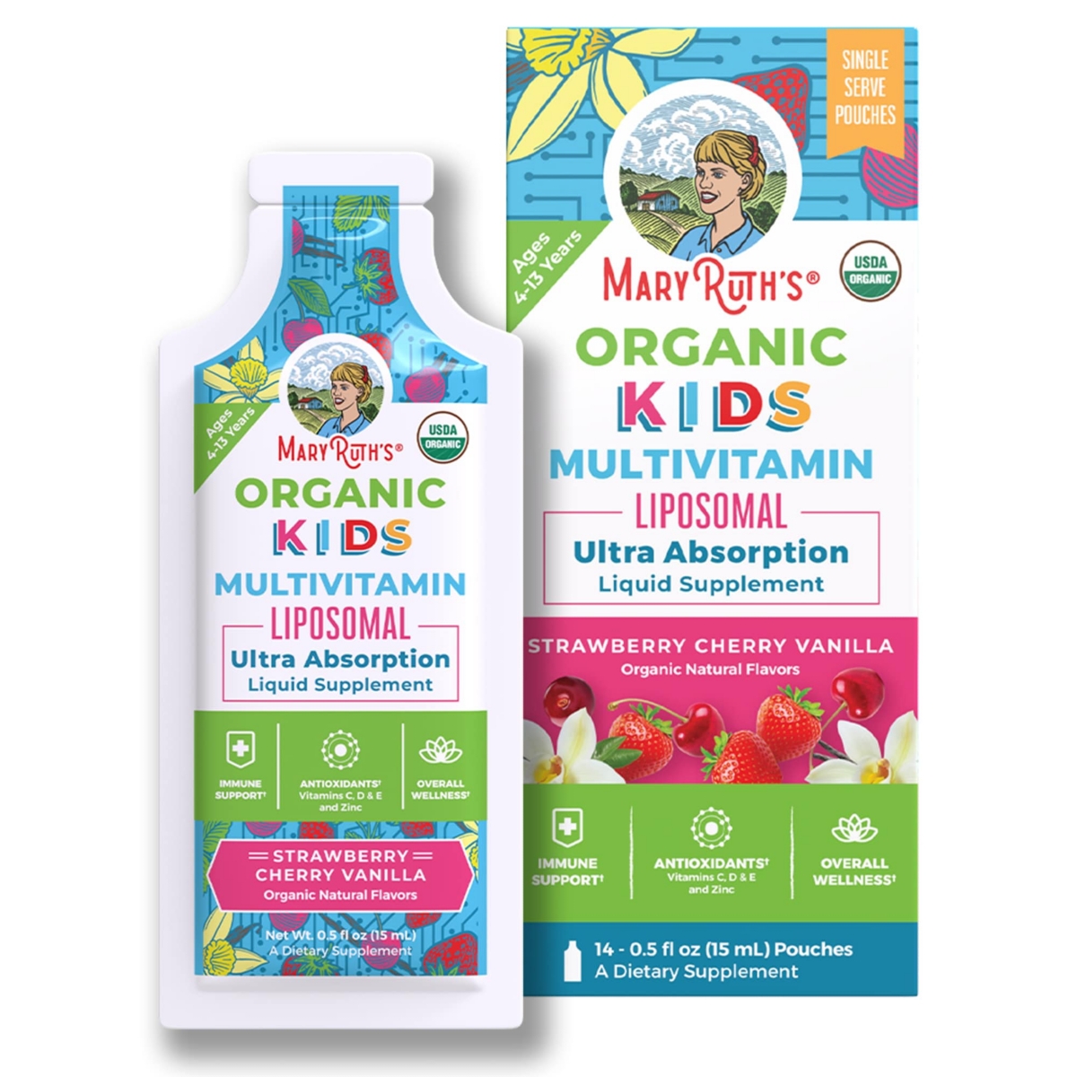 MaryRuth s USDA Organic Liposomal Multivitamin Liquid Supplement for Children  14 Pack
