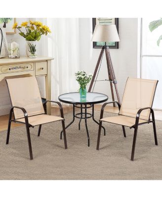 2PCS Patio Chairs Dining Chair Deck Yard W/Armrest