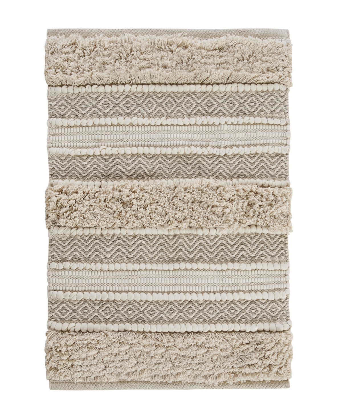Ink+ivy Asher 20x32" Woven Texture Stripe Bath Rug In Natural