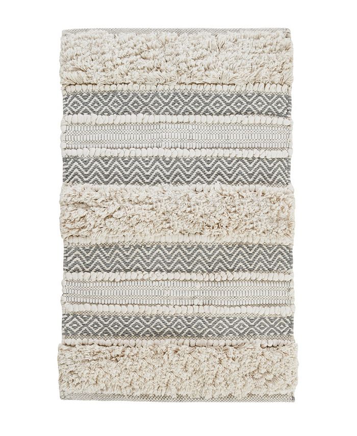 20x32 Asher Woven Textured Striped Bath Rug Natural - Ink+ivy