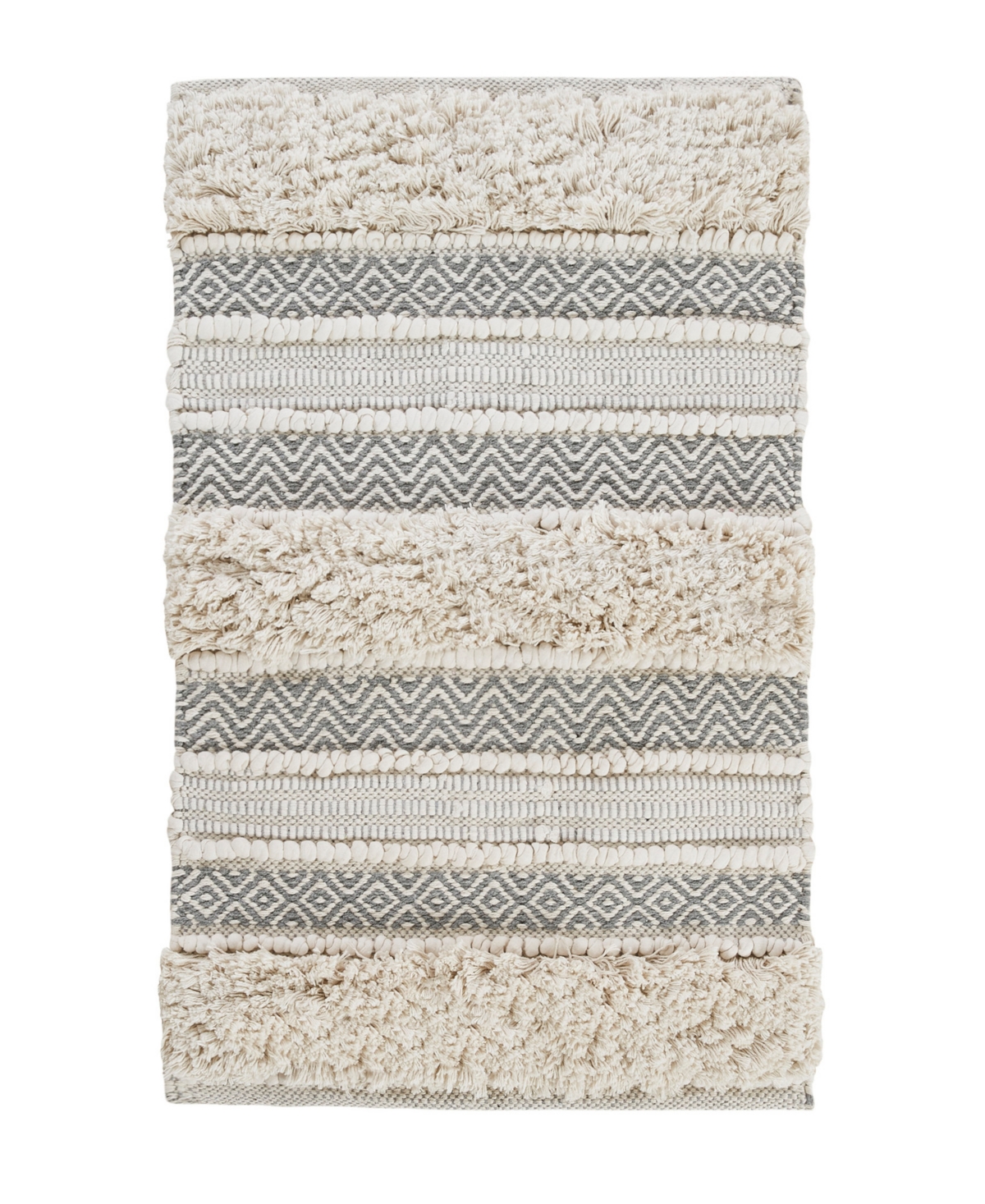 Ink+ivy Asher 20x32" Woven Texture Stripe Bath Rug In Gray