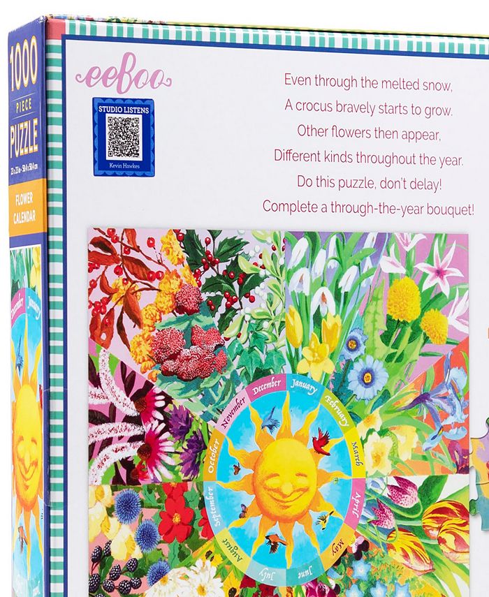 Eeboo Piece And Love Flower Calendar 1000 Piece SquareJigsaw