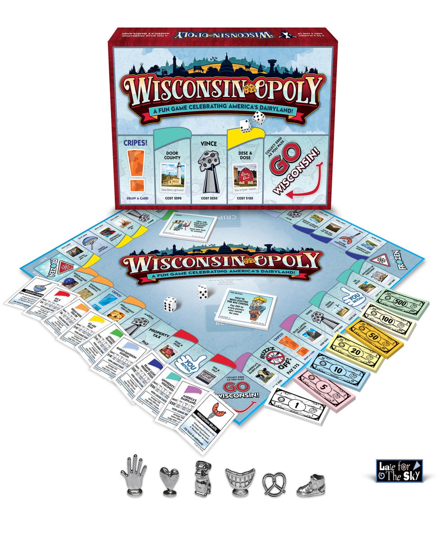 Детская настольная игра Late for the Sky Wisconsin-Opoly Classic Family Board Game, Ages 8+ — фото 8