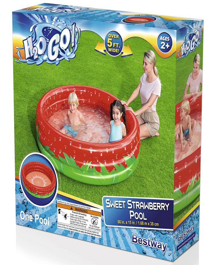 H2OGO Snow Bestway Sweet Strawberry Pool 66" x 15" Inflatable 3-Ring ...