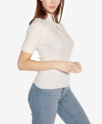 Belldini Black Label Ribbed Zip Mock Neck Top - Macy's