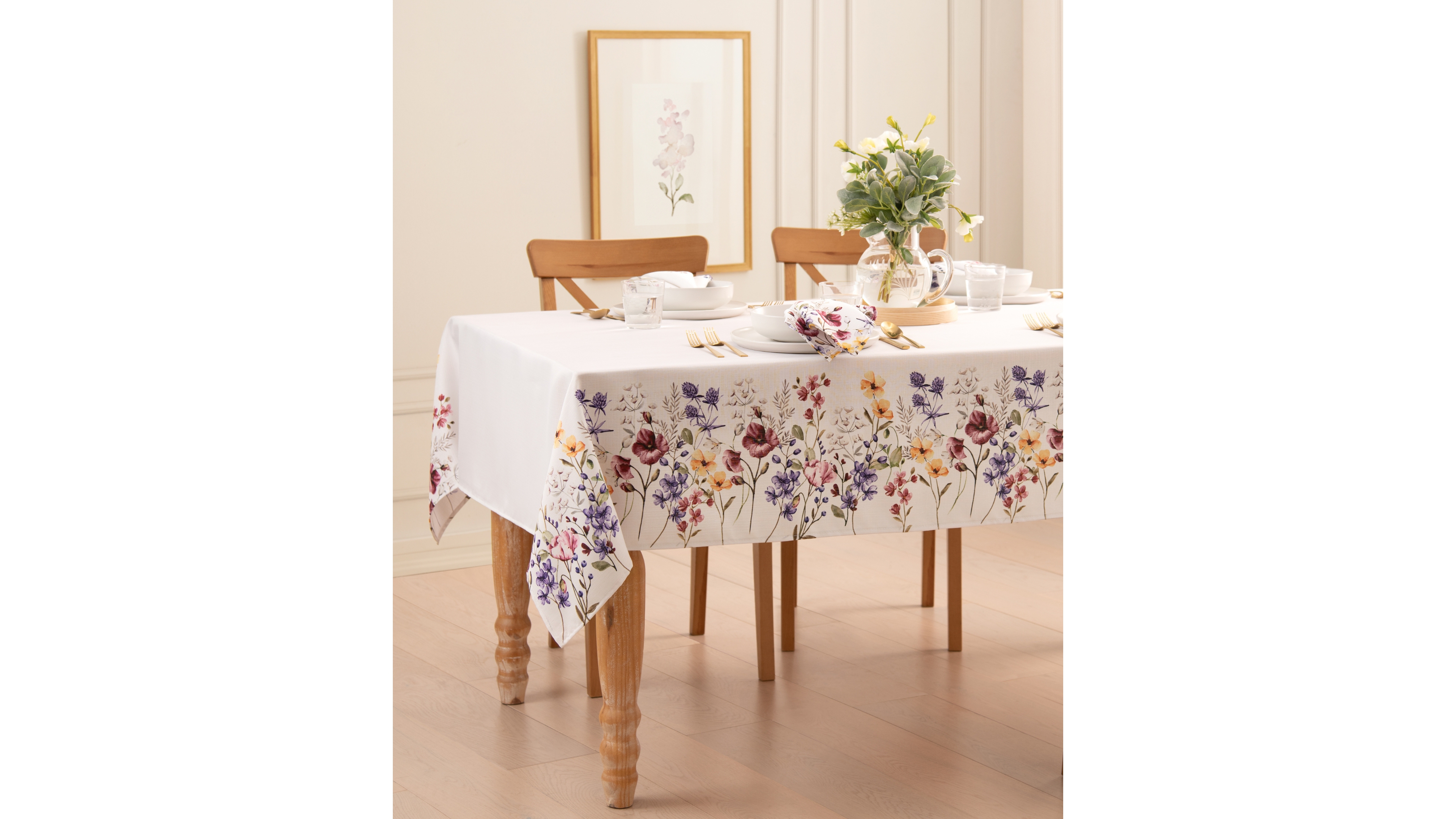 Poppy Wildflower Border Tablecloth 60" x 102"