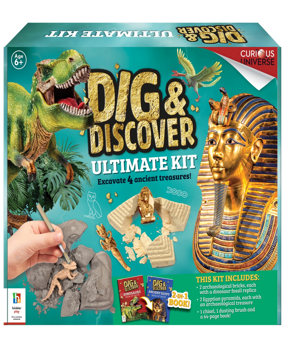 Curious Universe Dig Discover Ultimate Kit Diy Science And Geology For Kids, Dinosaurs Ancient Egypt In Multi