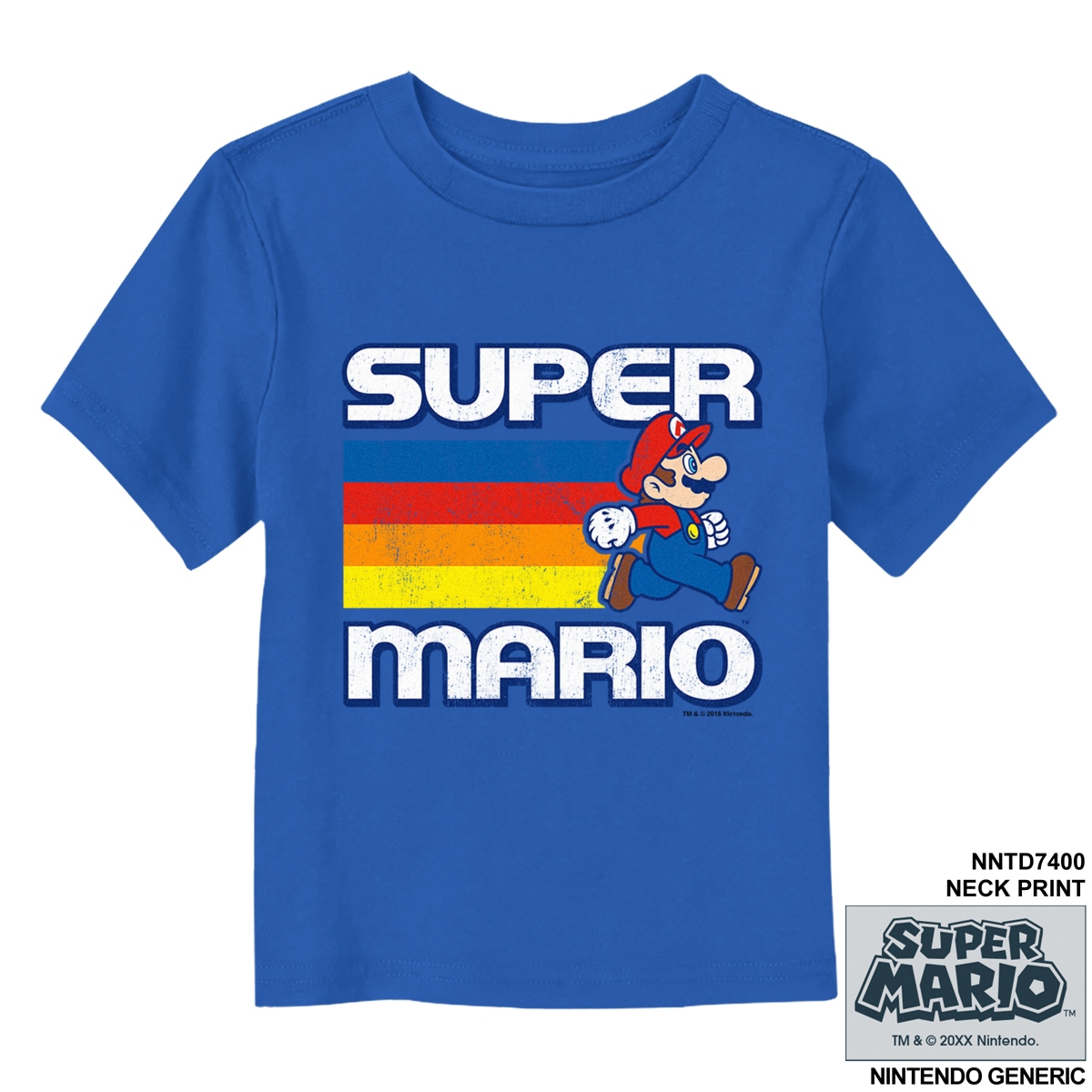 Nintendo Toddler's  Super Mario Distressed Unisex T-shirt In Royal Blue