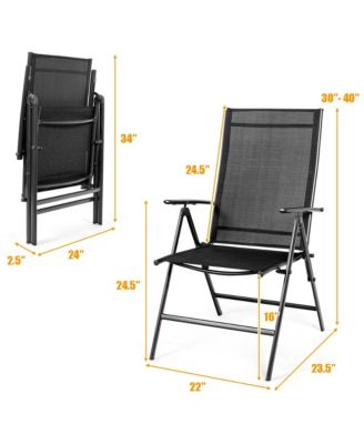 Set of 2 Patio Folding Chair Recliner Adjustable