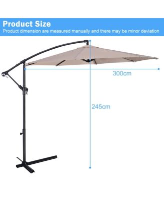 10' Hanging Umbrella Patio Sun Shade Offset Outdoor Market W/t Cross Base