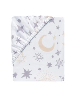 Baby Goodnight Moon 100% Cotton White Fitted Crib Sheet - Moon/Stars