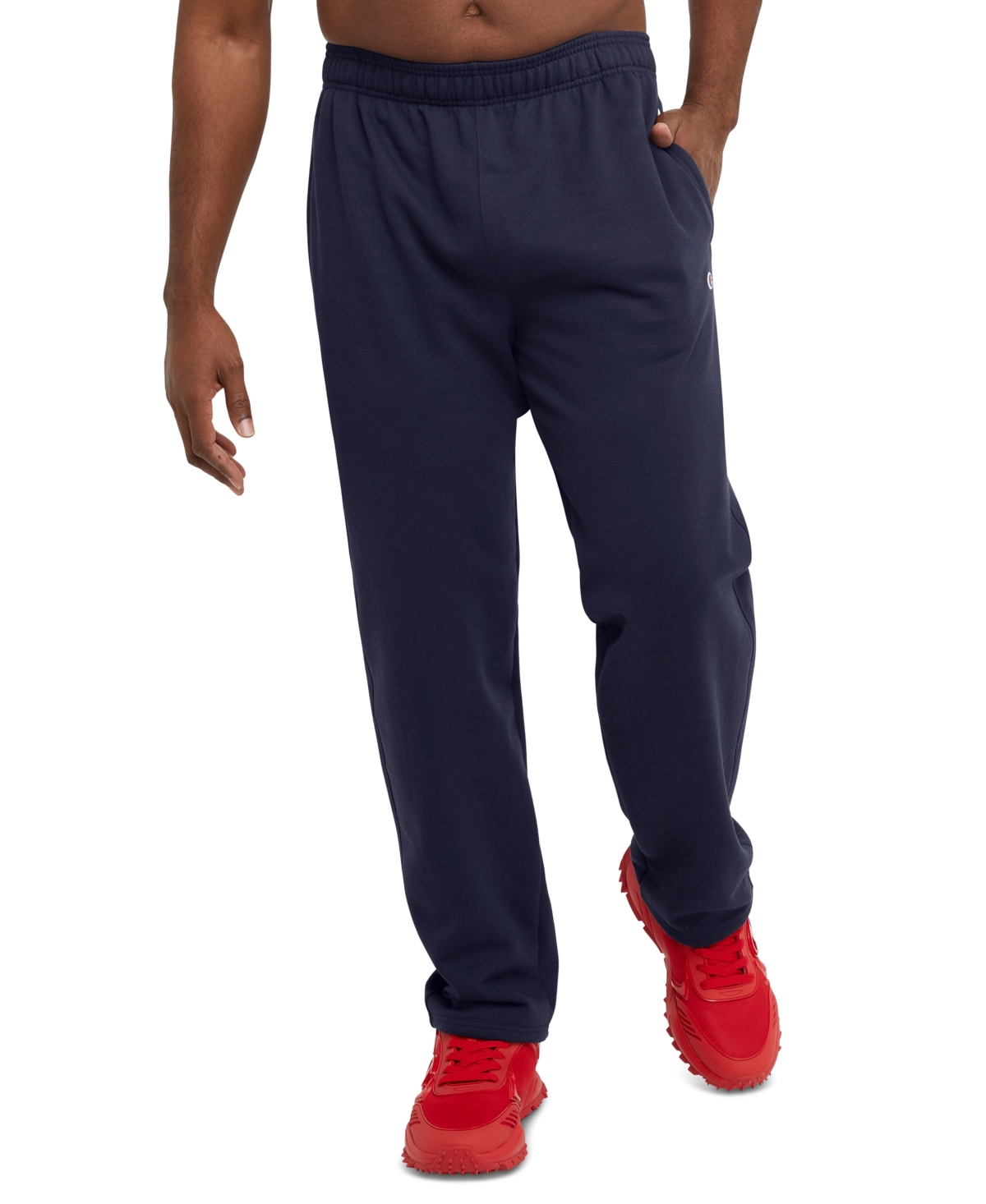 Men's Big & Tall Powerblend Open Bottom Fleece Sweatpants - Navy