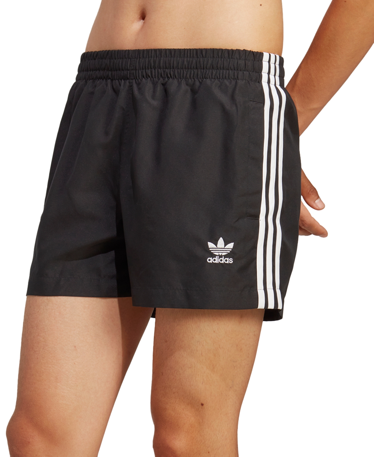Adidas Originals Men's 5" Ori Adicolor 3-stripes Swim Shorts In Black