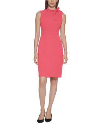 Calvin Klein - Women's Scuba-Crepe Tie-Neck Sleeveless Dress
