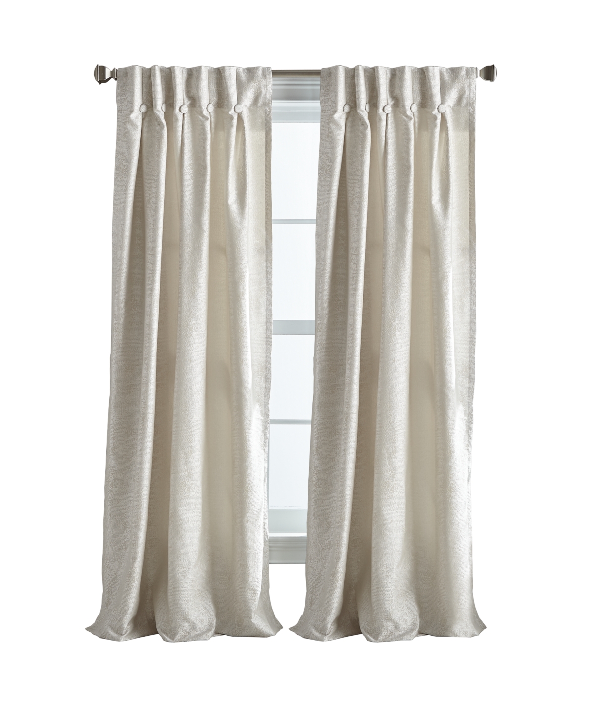 Dkny Plaza Light Filtering Inverted Pleat With Button Lined 2 Piece Window Panel, 96" X 32" In Champagne