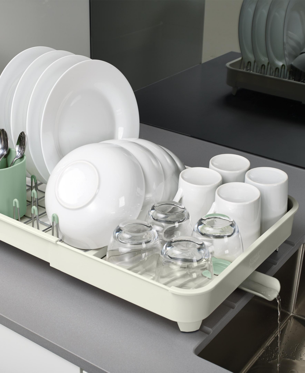 Joseph Joseph Extend Expandable Dish Rack In Light Stone,sage