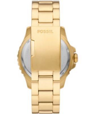 Men's Fossil Blue GMT Gold Tone Stainless Steel Watch, 46mm
