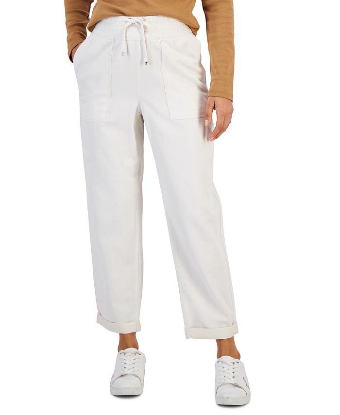 Tommy Hilfiger Women's Cuffed Pull-On Twill Pants - Macy's