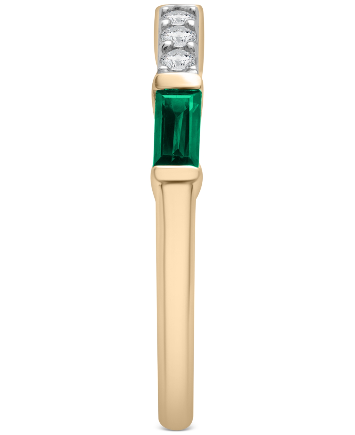 Lab-Grown(1/3 ct. t.w.) & Lab-Grown White Sapphire (1/5 ct. t.w.) Stack Ring in 14k Gold-Plated Sterling Silver - Emerald