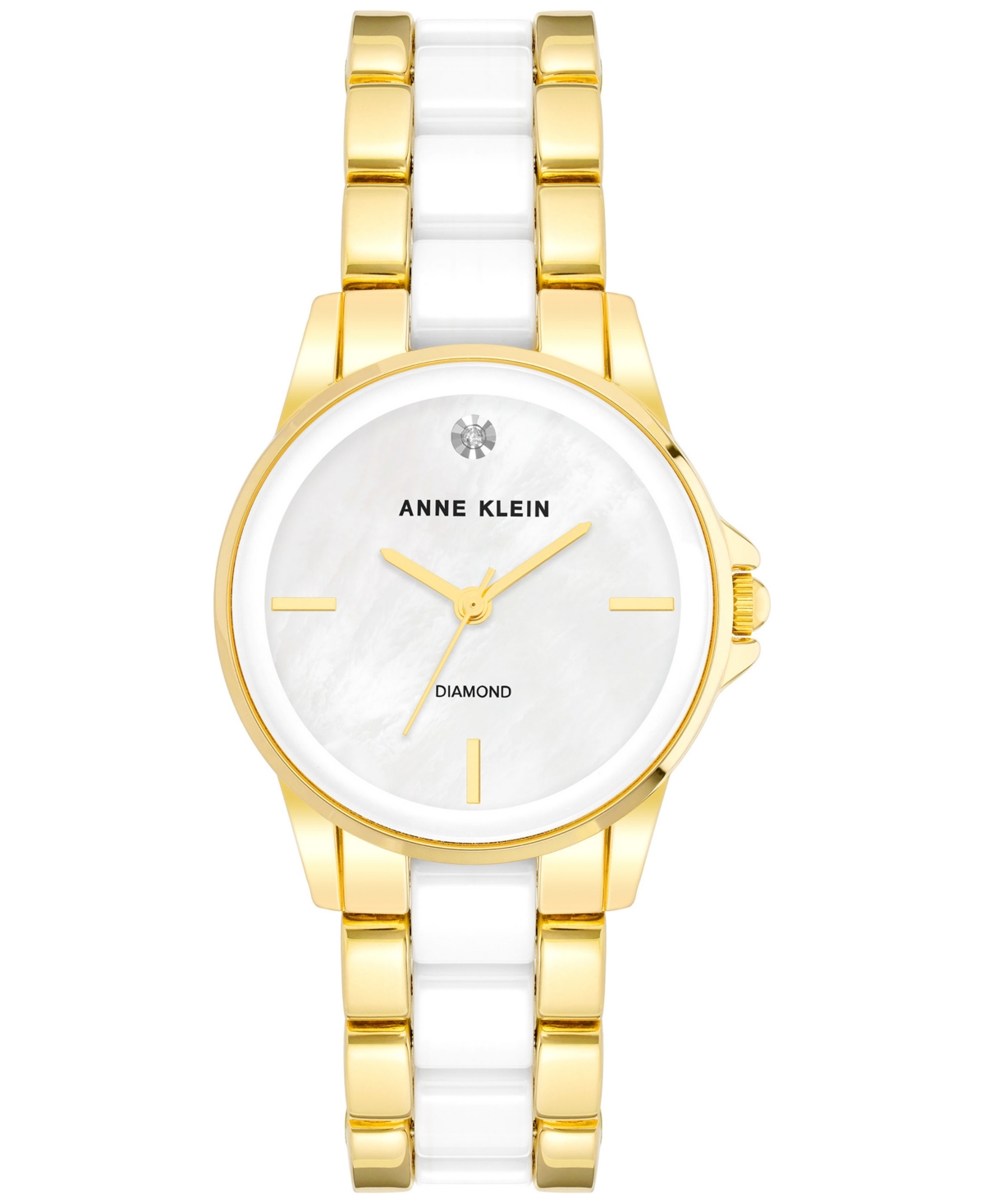  Anne Klein Women's AK/1018BKBK Black Ceramic Bracelet Watch  with Diamond Accent : Clothing, Shoes & Jewelry
