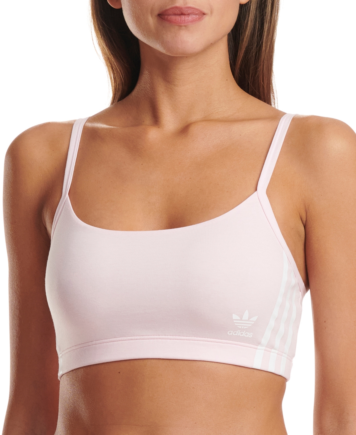 Adidas Originals Intimates Women's 3-stripes Scoop Bralette 4a4h00 In Clear Pink