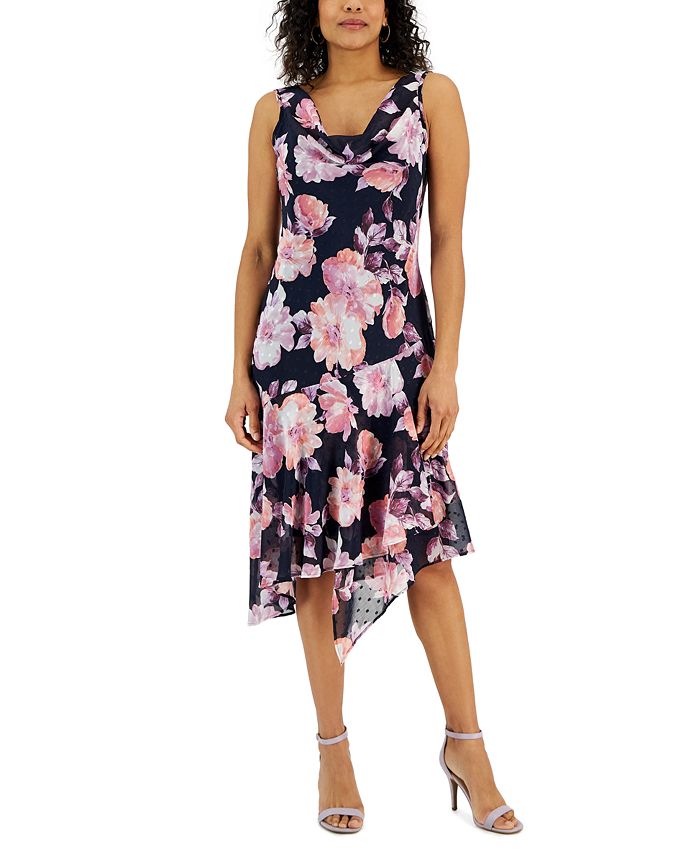 Connected Women's Swiss-Dot Printed Sleeveless Dress - Macy's