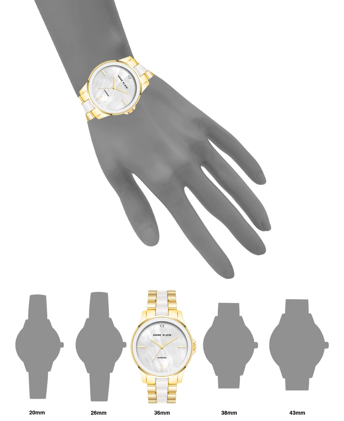 Anne Klein Women's Diamond Accent Ceramic & Metal Bracelet Watch 38mm - Gold-Tone/White