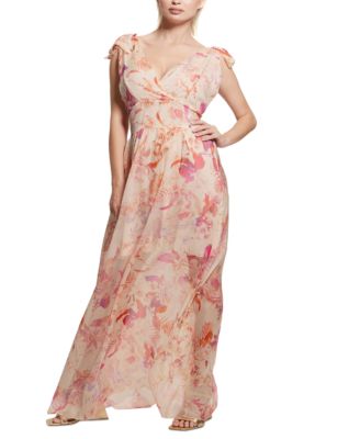GUESS - Women's Venus Smocked Floral-Print Maxi Dress