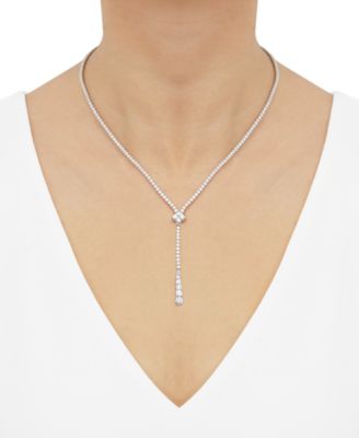 Cubic Zirconia 17" Lariat Necklace in Sterling Silver