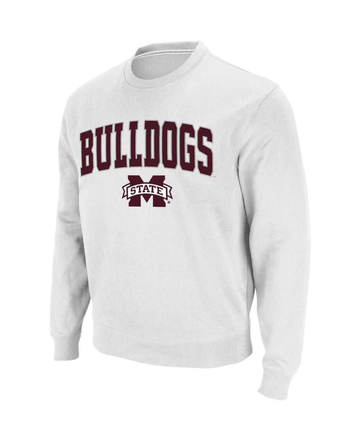 Shop Colosseum Men's  White Mississippi State Bulldogs Arch And Logo Crew Neck Sweatshirt