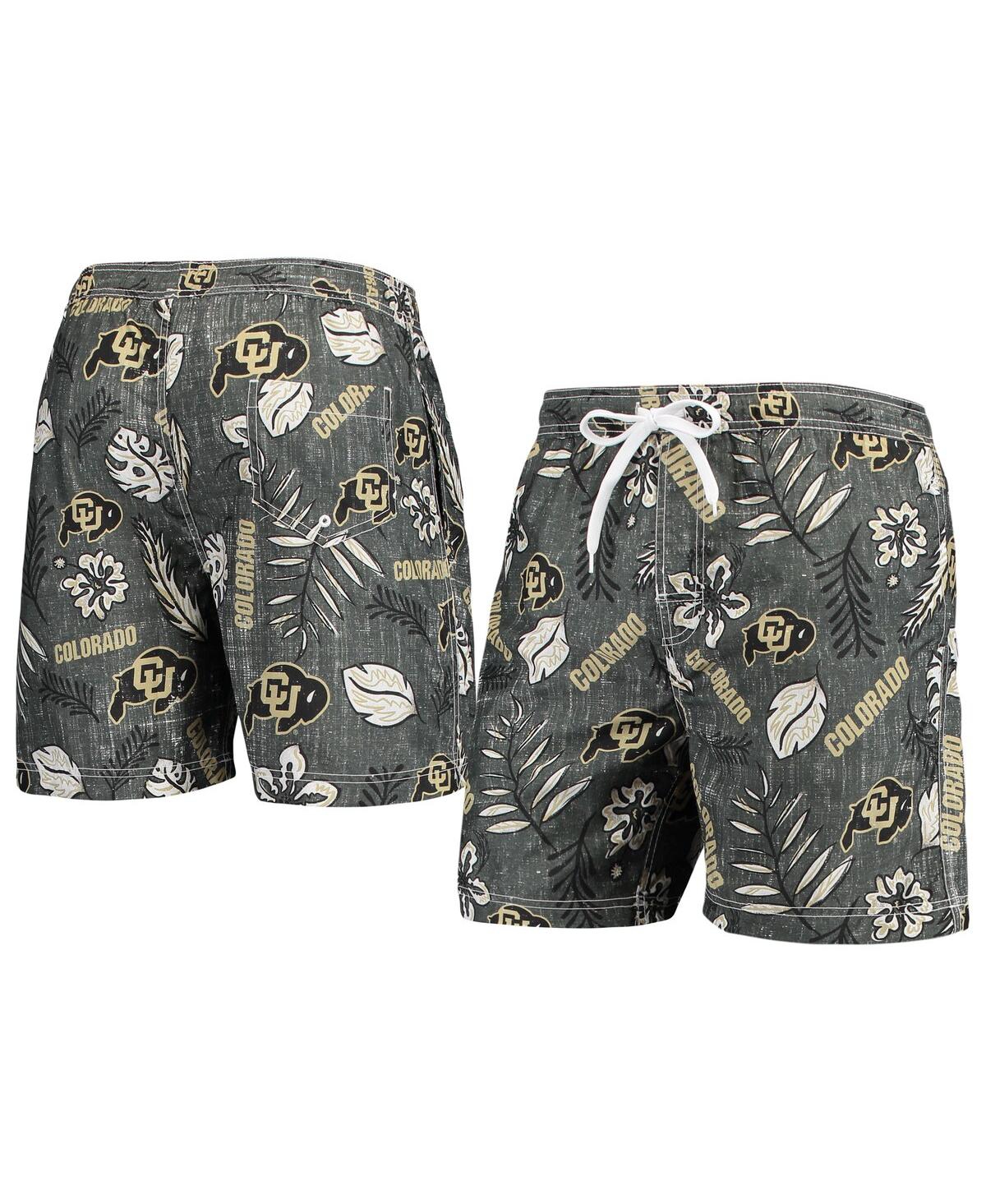 Wes & Willy Men's  Black Colorado Buffaloes Vintage-inspired Floral Swim Trunks